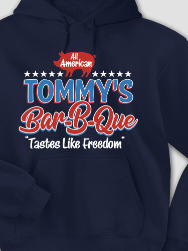 All American BBQ Navy Adult Hooded Sweatshirt