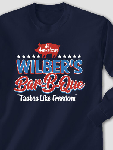 All American BBQ Navy Adult Long Sleeve