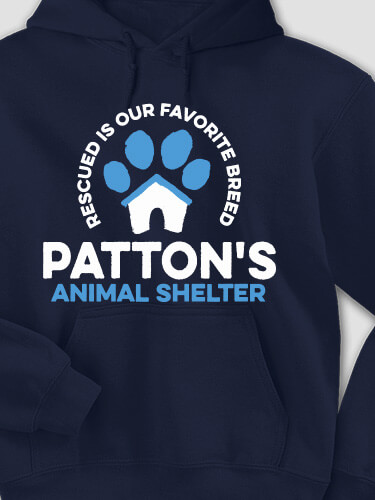 Animal Shelter Navy Adult Hooded Sweatshirt