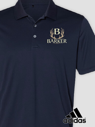 Antler Monogram Navy Embroidered Adidas Polo Shirt