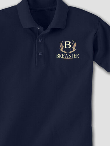 Antler Monogram Navy Embroidered Polo Shirt