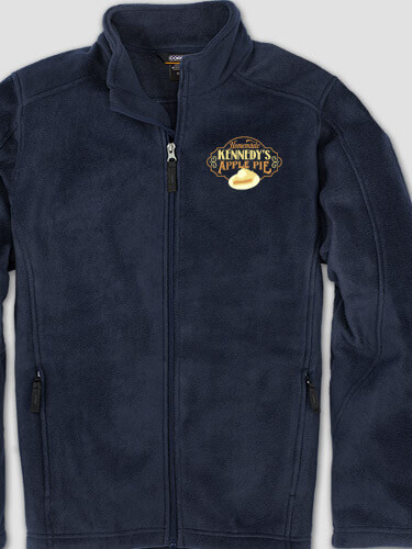 Apple Pie Navy Embroidered Zippered Fleece