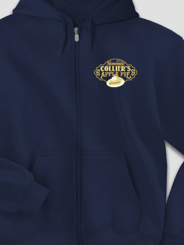 Apple Pie Navy Embroidered Zippered Hooded Sweatshirt