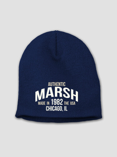 Authentic Brand Navy Embroidered Beanie