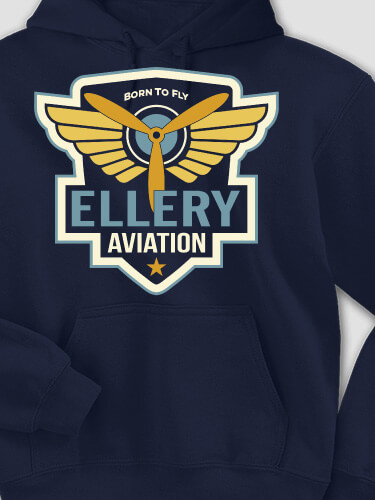 Aviation Patch Navy Adult Hooded Sweatshirt