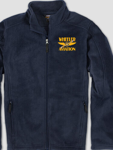 Aviation Navy Embroidered Zippered Fleece