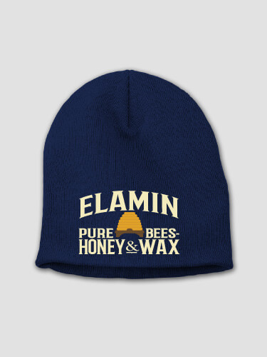 Beekeeping Navy Embroidered Beanie