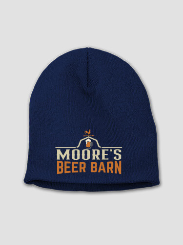 Beer Barn Navy Embroidered Beanie