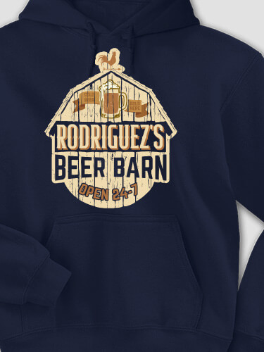 Beer Barn Navy Adult Hooded Sweatshirt
