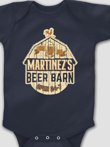 Beer Barn Navy Baby Bodysuit