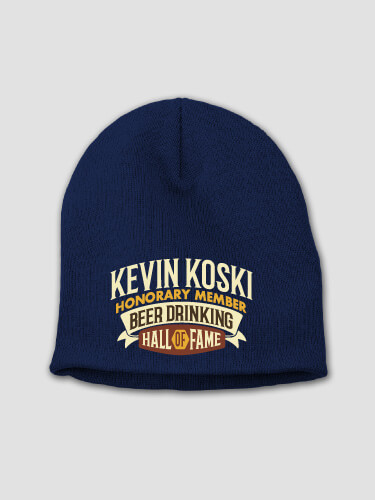 Beer Drinking Hall Of Fame Navy Embroidered Beanie