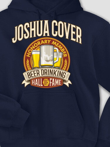 Beer Drinking Hall Of Fame Navy Adult Hooded Sweatshirt