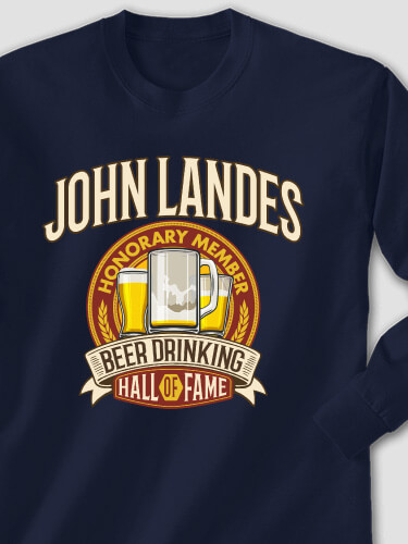 Beer Drinking Hall Of Fame Navy Adult Long Sleeve