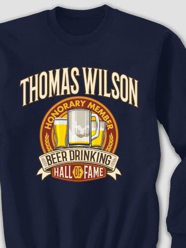 Beer Drinking Hall Of Fame Navy Adult Sweatshirt