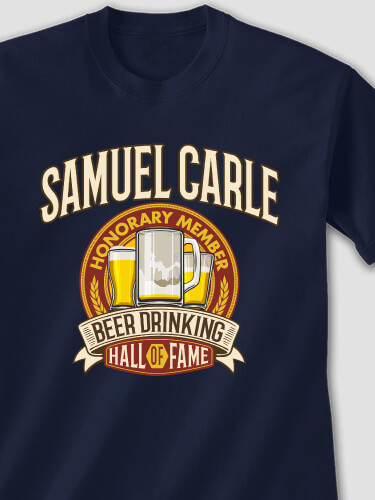 Beer Drinking Hall Of Fame Navy Adult T-Shirt