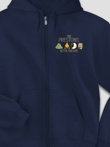 Better Together Camping Navy Embroidered Zippered Hooded Sweatshirt