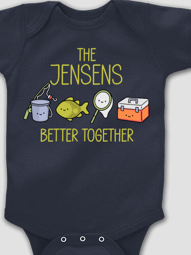 Better Together Fishing Navy Baby Bodysuit