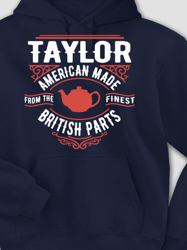 British Parts Navy Adult Hooded Sweatshirt