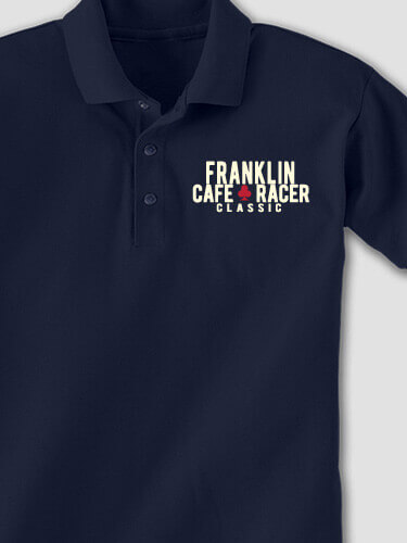 Cafe Racer Navy Embroidered Polo Shirt