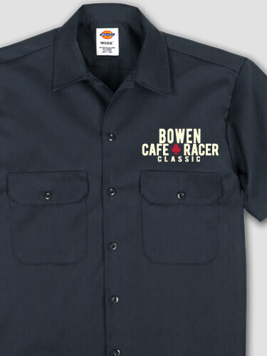 Cafe Racer Navy Embroidered Work Shirt