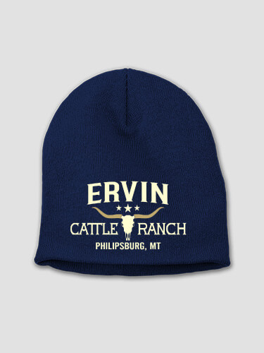 Cattle Ranch Navy Embroidered Beanie