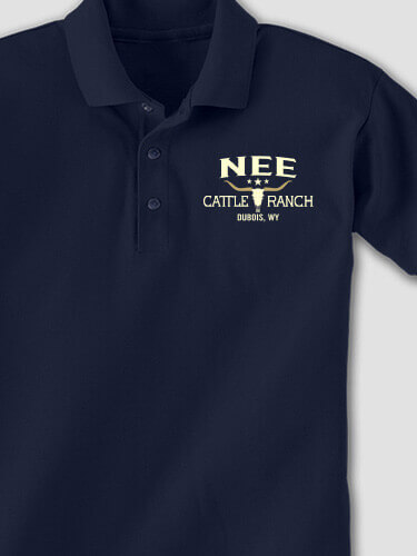 Cattle Ranch Navy Embroidered Polo Shirt