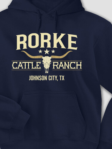 Cattle Ranch Navy Adult Hooded Sweatshirt
