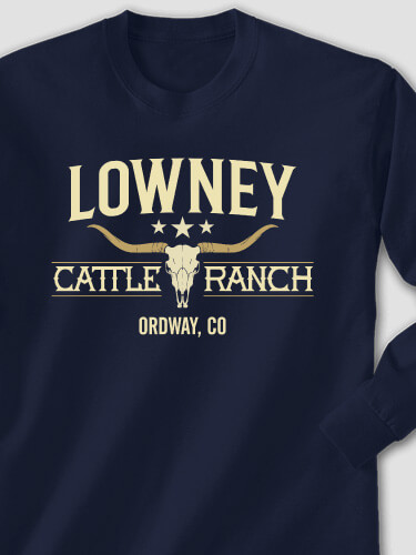 Cattle Ranch Navy Adult Long Sleeve