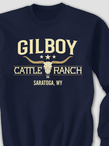 Cattle Ranch Navy Adult Sweatshirt