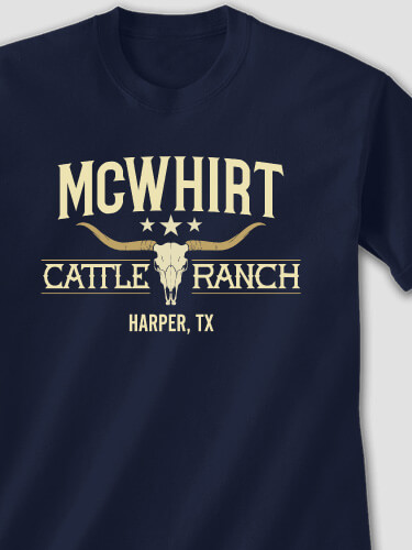Cattle Ranch Navy Adult T-Shirt