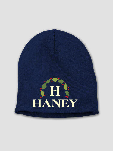 Christmas Monogram Navy Embroidered Beanie