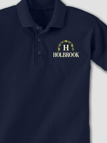 Christmas Monogram Navy Embroidered Polo Shirt