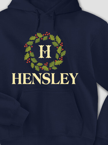 Christmas Monogram Navy Adult Hooded Sweatshirt