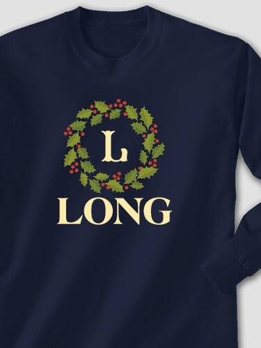 Christmas Monogram Navy Adult Long Sleeve