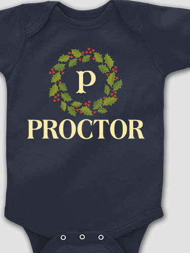 Christmas Monogram Navy Baby Bodysuit