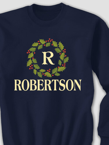 Christmas Monogram Navy Adult Sweatshirt