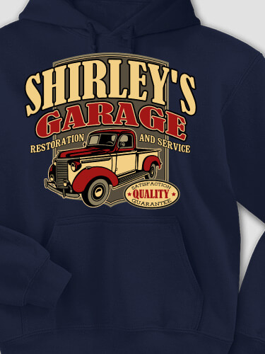Classic Garage Navy Adult Hooded Sweatshirt