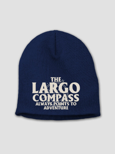 Compass Navy Embroidered Beanie