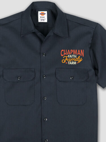 Faith Family Farm Navy Embroidered Work Shirt