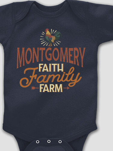 Faith Family Farm Navy Baby Bodysuit