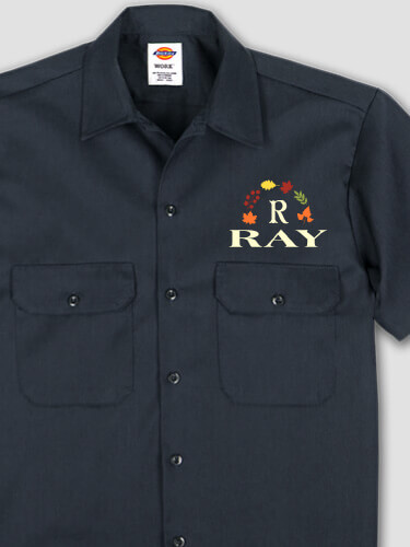 Fall Monogram Navy Embroidered Work Shirt
