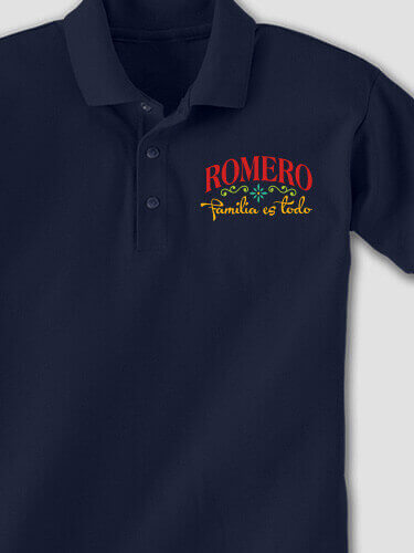 Familia es Todo Navy Embroidered Polo Shirt