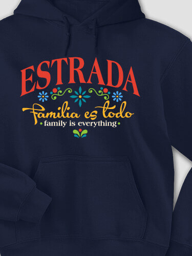 Familia es Todo Navy Adult Hooded Sweatshirt