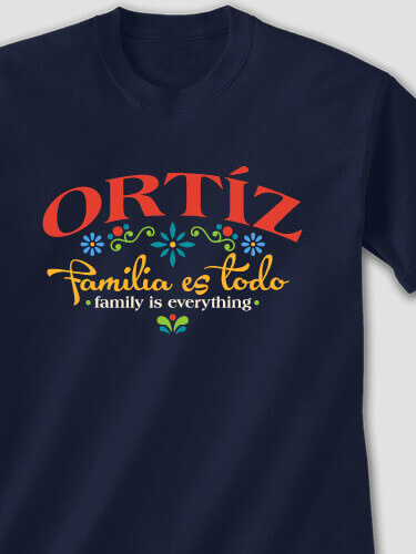 Familia es Todo Navy Adult T-Shirt