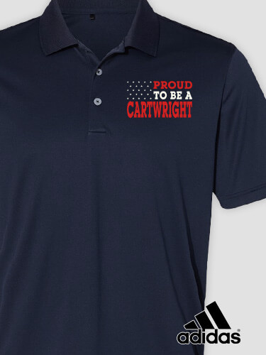 Family Flag Navy Embroidered Adidas Polo Shirt