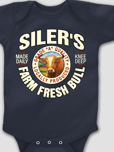 Farm Fresh Bull Navy Baby Bodysuit