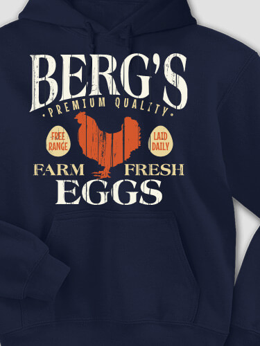 Farm Fresh Eggs Navy Adult Hooded Sweatshirt