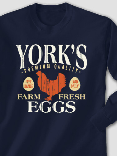 Farm Fresh Eggs Navy Adult Long Sleeve