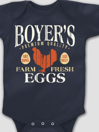 Farm Fresh Eggs Navy Baby Bodysuit