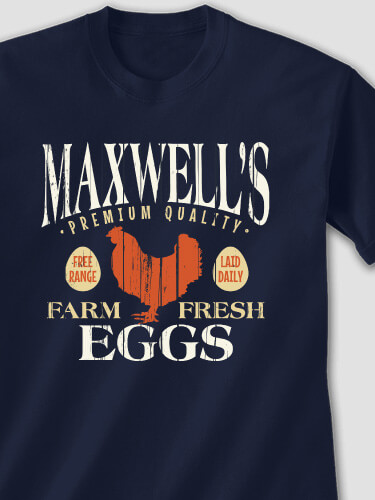 Farm Fresh Eggs Navy Adult T-Shirt